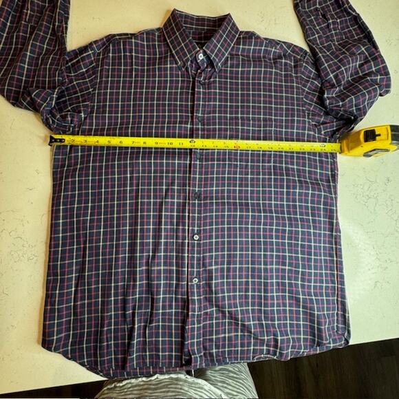 Allen Oneil Sz X-Large Blue Plaid Long Sleeve Button Up Shirt - Picture 8 of 13